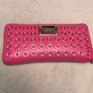 Limited edition MK studded pink leather wallet